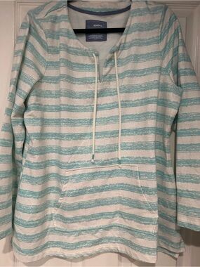 Sonoma Mint and White Striped Pullover Sweater